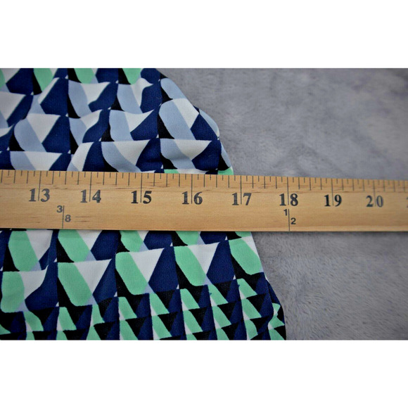 Donna Morgan Dress Womens 8 Green Blue Geo Print Sleeveless Casual Outfit - Picture 4 of 14